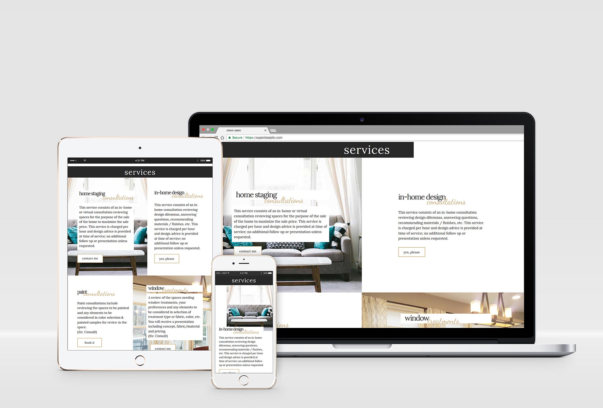 Interior Designer Website Design Project Mockups 2